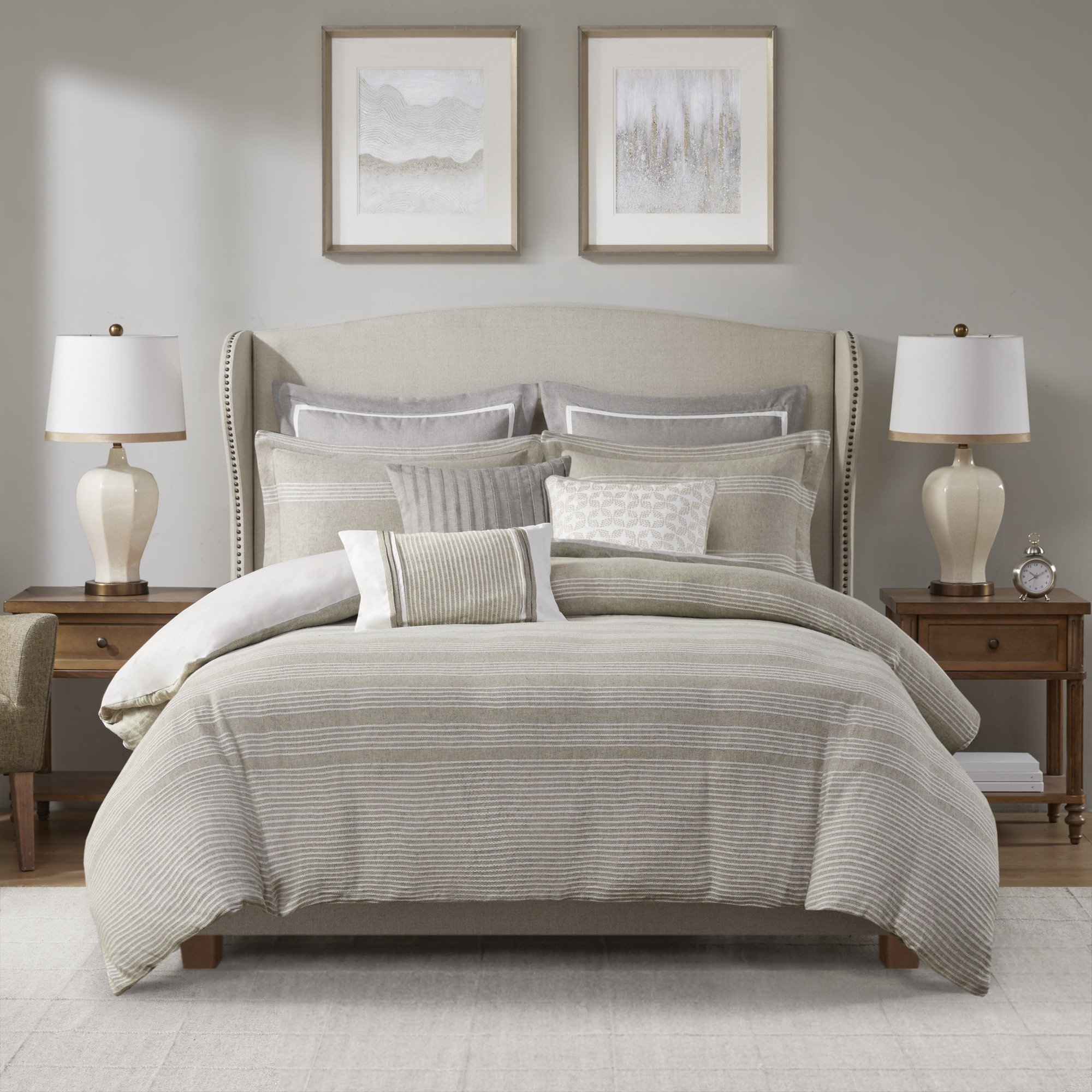 Madison Park Signature Carmel Oversized Jacquard Comforter Set with Euro Shams and Throw Pillows Wayfair Bedding Sets